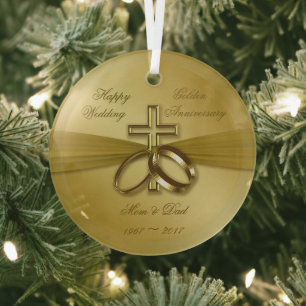 Religious Golden 50th Wedding Anniversary Ornament