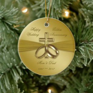 Religious Golden 50th Wedding Anniversary Ornament