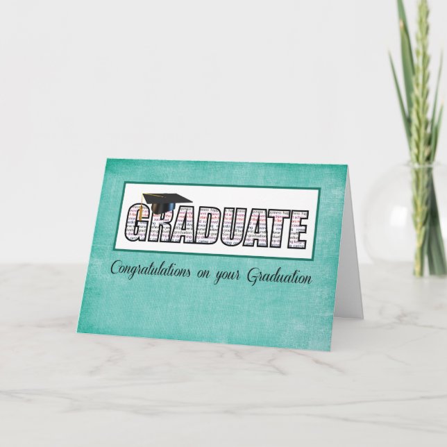 Religious Graduate in Words Congratulations on Tea Card (Front)