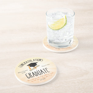 Religious Graduation Gold Starburst with Black Cap Coaster