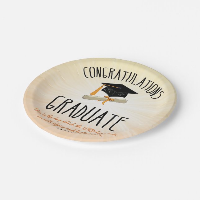 Religious Graduation Gold Starburst with Black Cap Paper Plate (Angled)