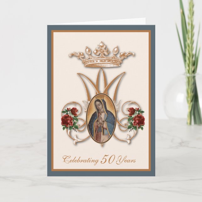 Religious Guadalupe Virgin Mary Red Roses Card (Front)