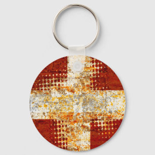 Religious halftone cross key ring