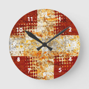 Religious halftone cross round clock