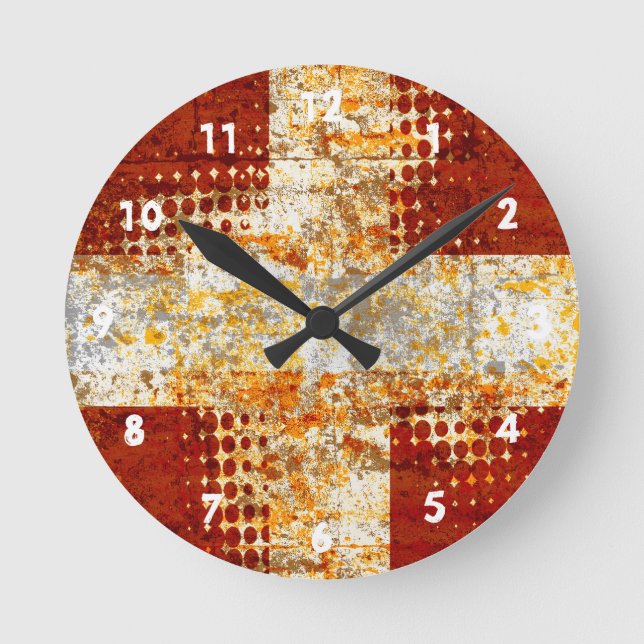 Religious halftone cross round clock (Front)