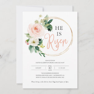Religious He is Risen Easter Brunch Egg Hunt Invitation