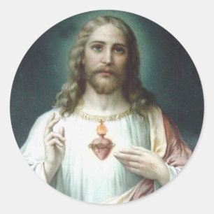 Religious Heart of Jesus Prayer Vintage Classic R Round Sticker