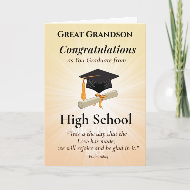 Religious High School Graduation Name Starburst Card (Front)