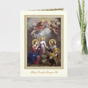 Religious Holy Family Three Heart Prayer  Card