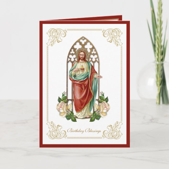 Religious Hymn Jesus Heart All Burning  Card (Front)