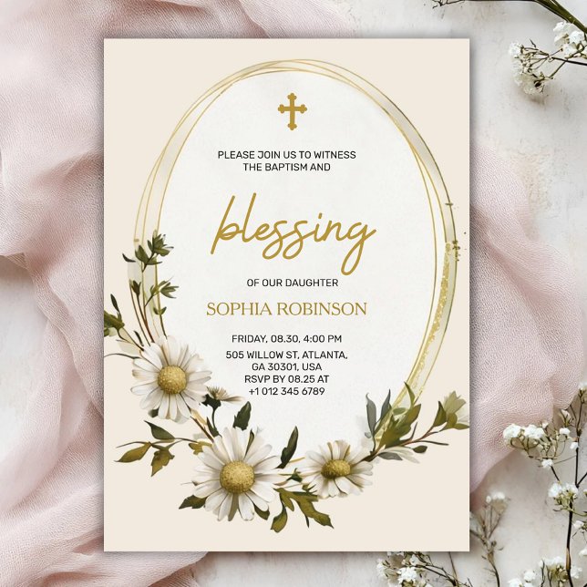 Religious invitation card with floral design  (Creator Uploaded)