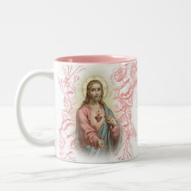 Religious Jesus I trust in Thee Mercy Two-Tone Coffee Mug (Left)