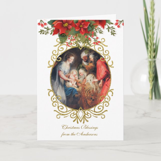 Religious Jesus Virgin Mary Joseph Rubens Holiday Card (Front)