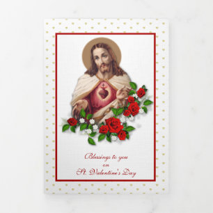 Religious Jesus Virgin Mary Vintage Valentine Tri-Fold Card