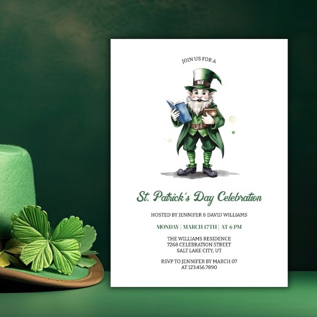 Religious Leprechaun St Patricks Day Party Invitation (Religious Leprechaun St. Patrick's Day Party Invitation)