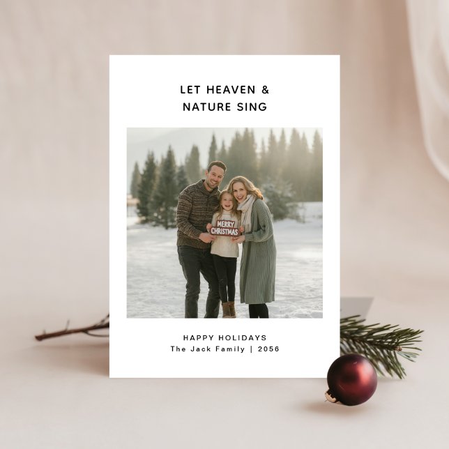 Religious Let Heaven & Nature Sing Family Photo Holiday Card (Creator Uploaded)