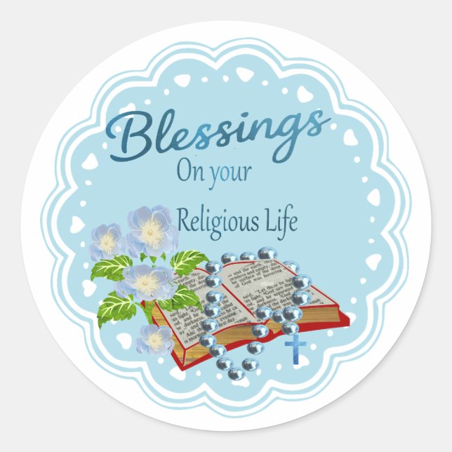 Religious life blessings classic round sticker (Front)