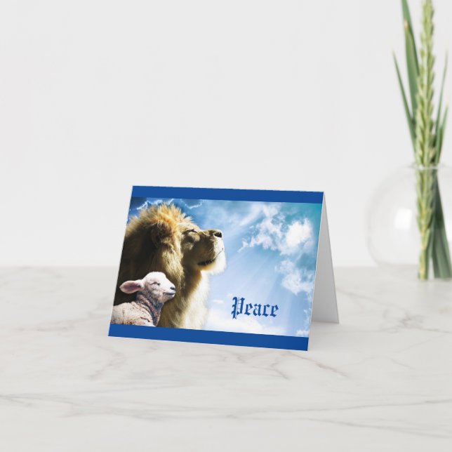Religious Lion and Lamb Christmas Greeting Card (Front)