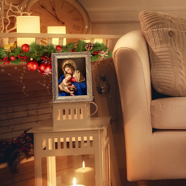 Religious Madonna and Child Traditional Christmas Poster (Religious Catholic wall art with Madonna and Child for Christmas and every day)