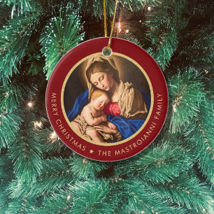 Religious Madonna & Child Catholic Christmas Gift Ceramic Ornament