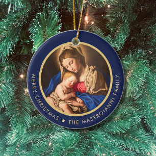 Religious Madonna & Child Catholic Christmas Gift  Ceramic Ornament
