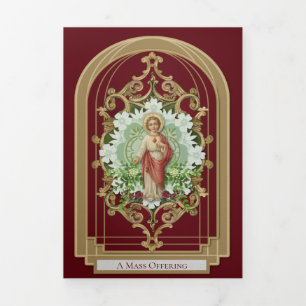 Religious Mass Offering Sacred Heart Jesus Tri-Fol Tri-Fold Card