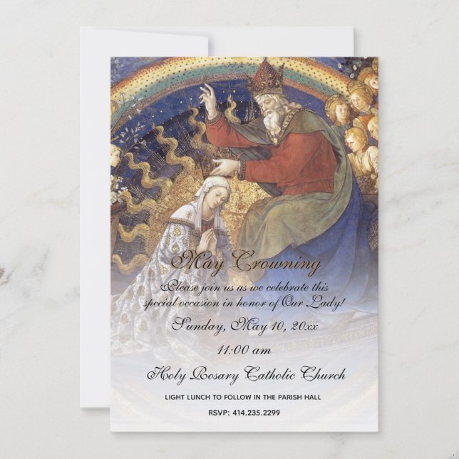 Religious May Crowning Mary Mothers Day  Invitation (Front)