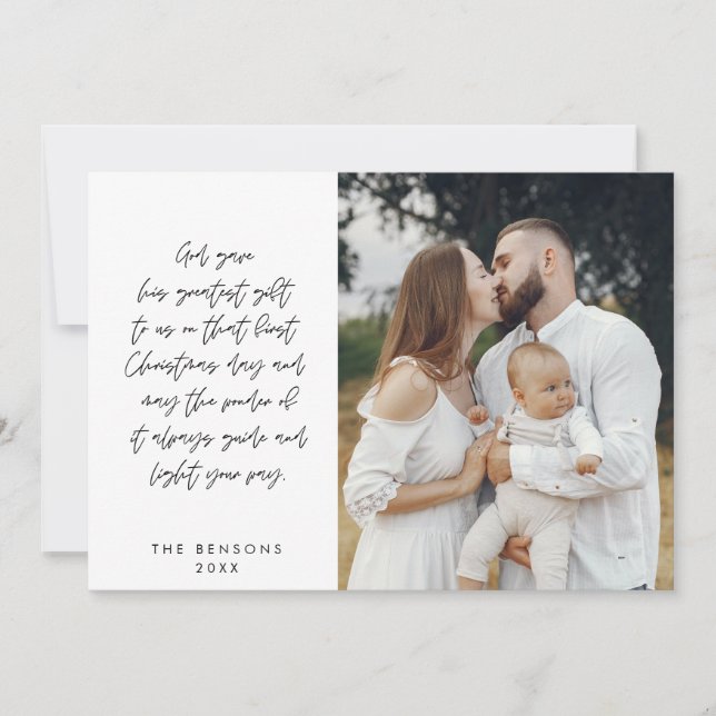 Religious, Merry Christmas, Christian Family Photo Holiday Card (Front)