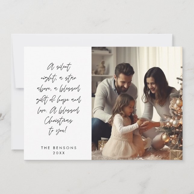 Religious, Merry Christmas, Christian Family Photo Holiday Card (Front)