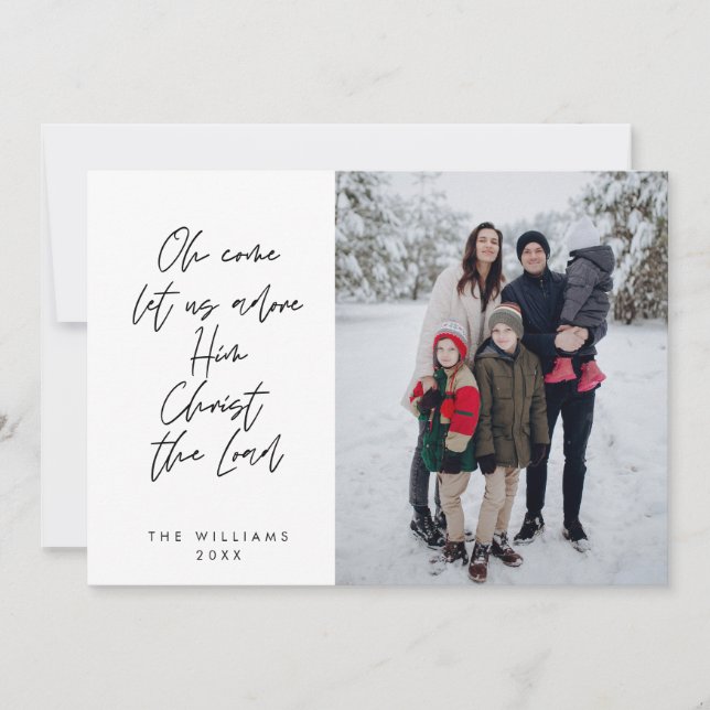 Religious, Merry Christmas, Christian Family Photo Holiday Card (Front)