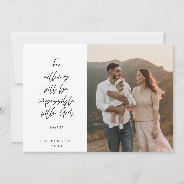 Religious, Merry Christmas, Christian Family Photo Holiday Card (Front)