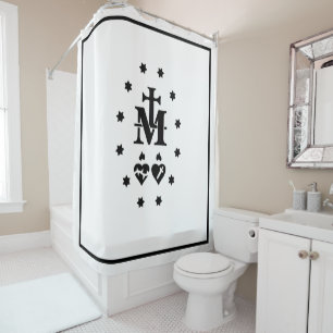 Religious Miraculous Medal Shower Curtain