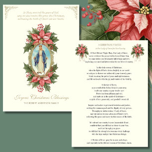 Religious Mother Mary Poinsettia Catholic Prayer Holiday Card