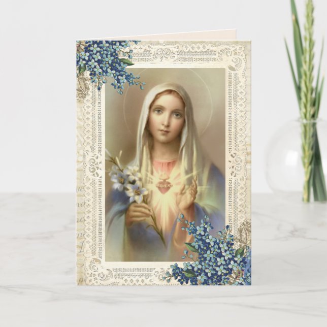 Religious Mothers Day Blessed Virgin Mary Floral Card (Front)