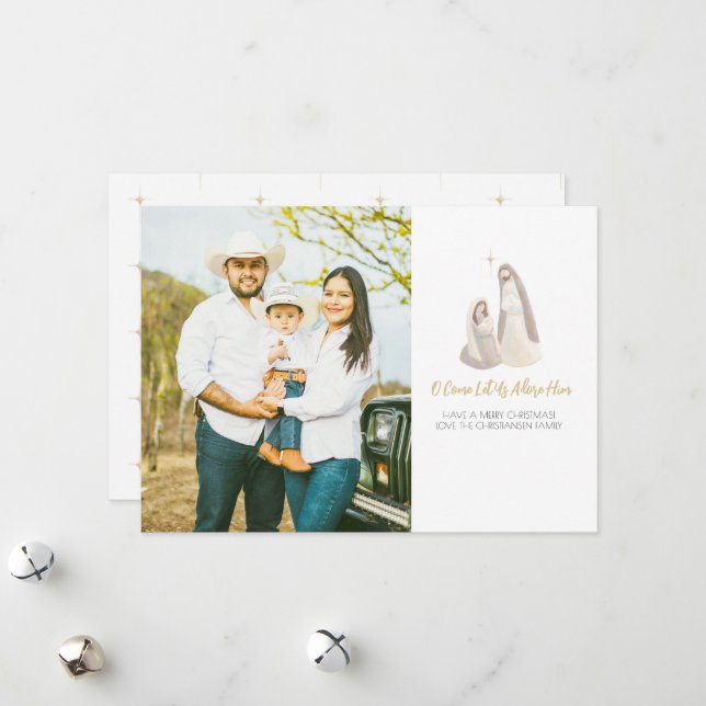 Religious Nativity 1 Photo Christmas Card (Front/Back In Situ)