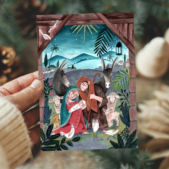 Religious nativity scene Christmas Holiday Card (Religious nativity scene Christmas Holiday Card)