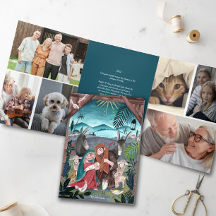 Religious nativity scene Christmas Photo Card