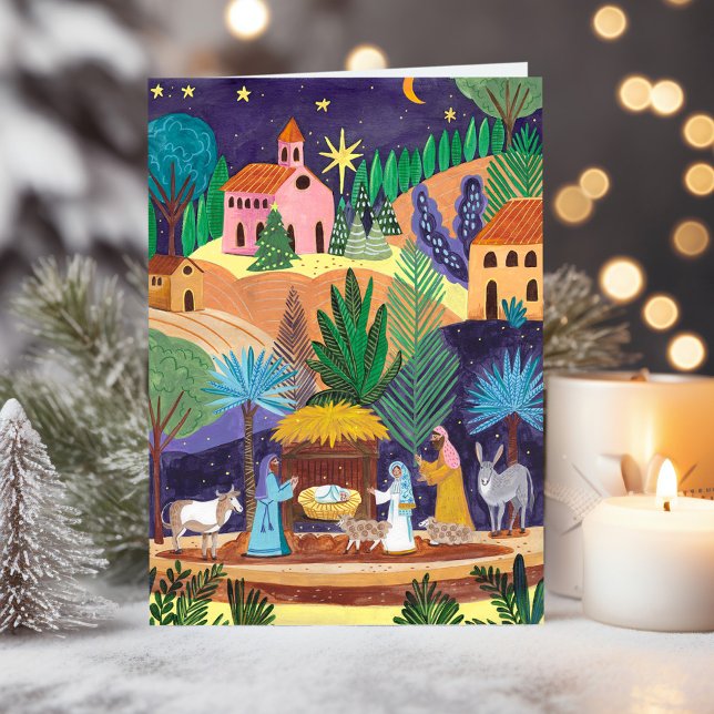 Religious Nativity Scene Glory to God Christmas Holiday Card (Religious Nativity Scene Glory to God Christmas Holiday Card)