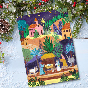 Religious Nativity Scene Glory to God Christmas Holiday Postcard