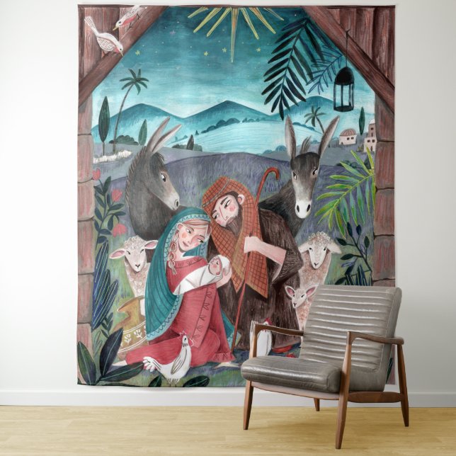Religious nativity scene Mary & baby Jesus Tapestry (In Situ)