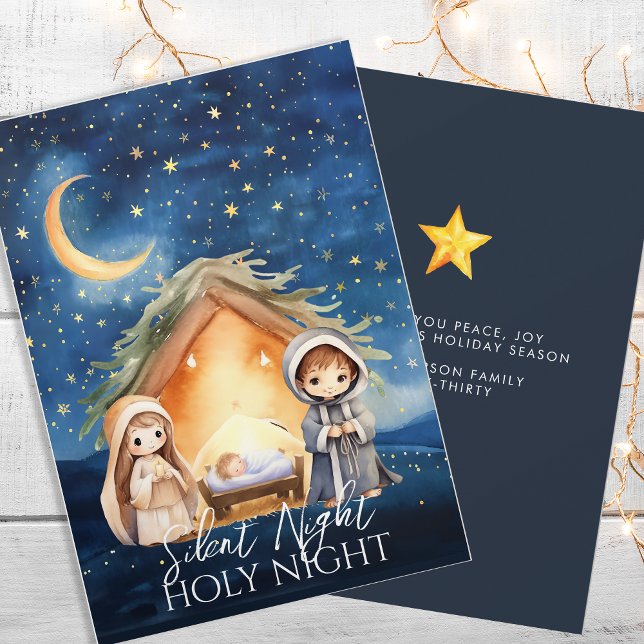 Religious Nativity Scene No Photo Christmas Holiday Card (Creator Uploaded)