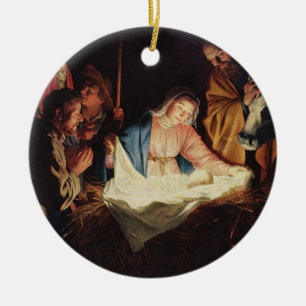 Religious nativity scene painting ornament