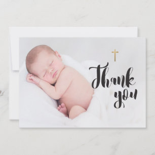 Religious Newborn Baby Photo Baptism Thank You
