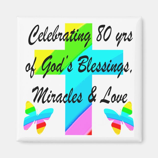 RELIGIOUS PERSONALIZED 80TH BIRTHDAY DESIGN MAGNET (Front)