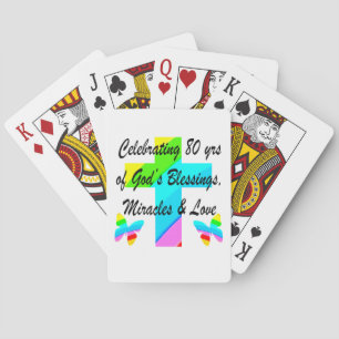 RELIGIOUS PERSONALIZED 80TH BIRTHDAY DESIGN PLAYING CARDS