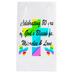 RELIGIOUS PERSONALIZED 80TH BIRTHDAY DESIGN SMALL GIFT BAG