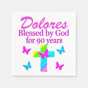 RELIGIOUS PERSONALIZED 90TH BIRTHDAY NAPKINS