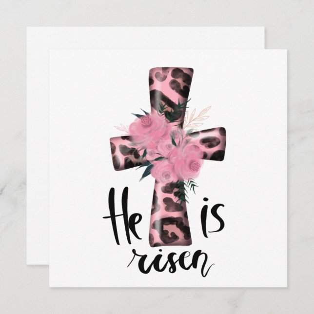 Religious Pink Girly Christian Baptism Invitation (Front/Back)