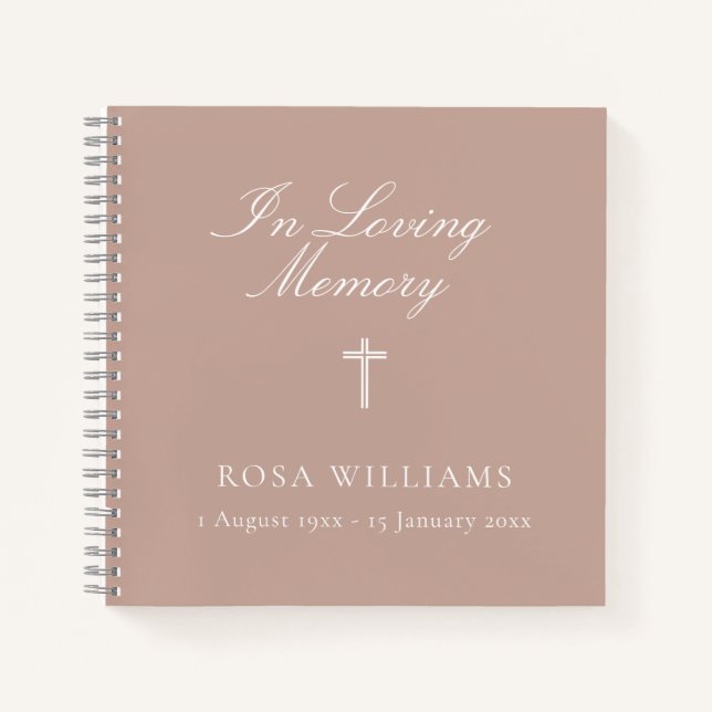 Religious Pink In Loving Memory Funeral Guest Book (Front)