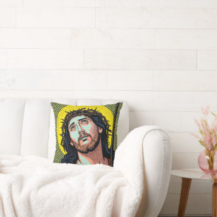 Religious Pop Art Crown of Thorns Halftone Comic P Cushion